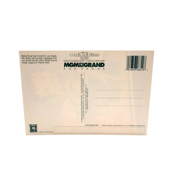 Betty Boop MGM Grand Postcard Collectors Series 005 Vintage 1993 Welcome Sign - Picture 2 of 2